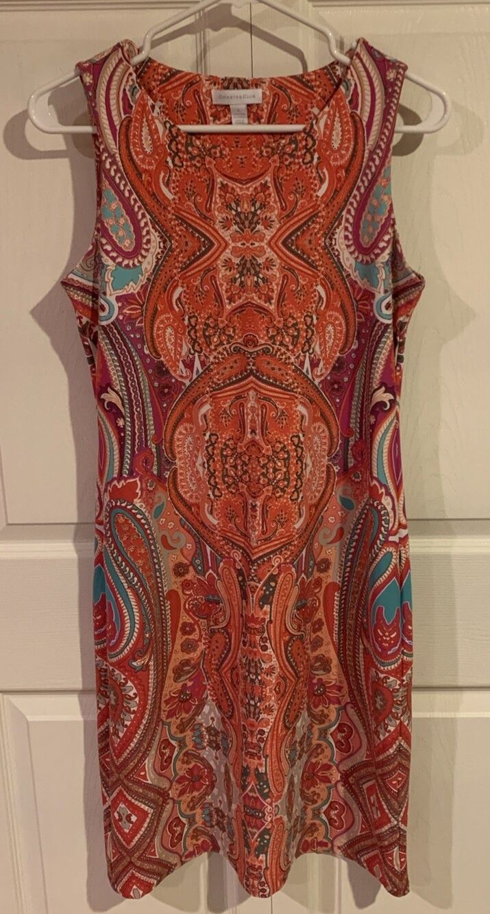 Charter Club Dress S Pink Paisley Floral Stretch